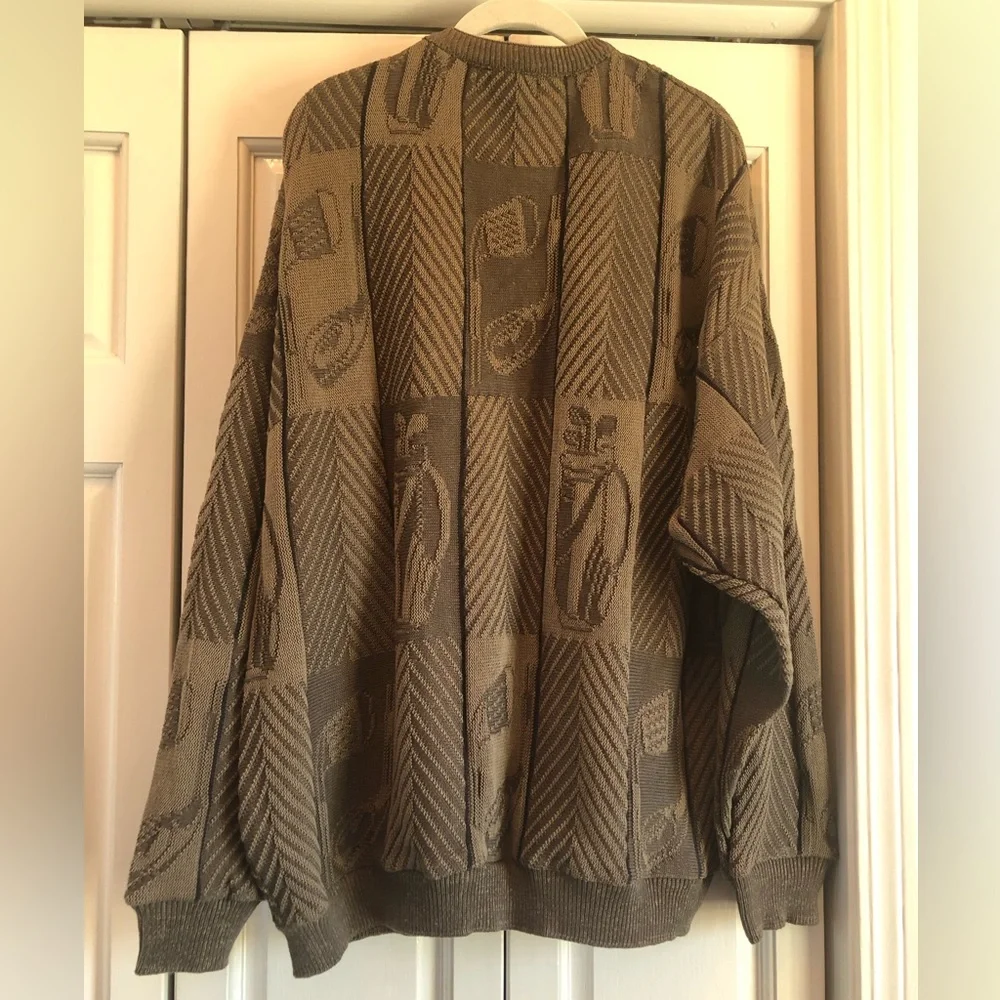 Cypress Links textured golf sweater, dark khaki, XL - Picture 2 of 10